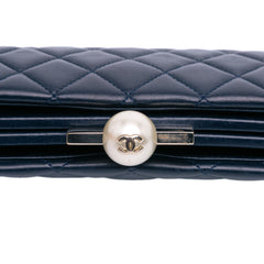 CC Quilted Lambskin Pearl Evening Baguette Clutch