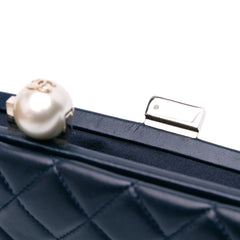 CC Quilted Lambskin Pearl Evening Baguette Clutch