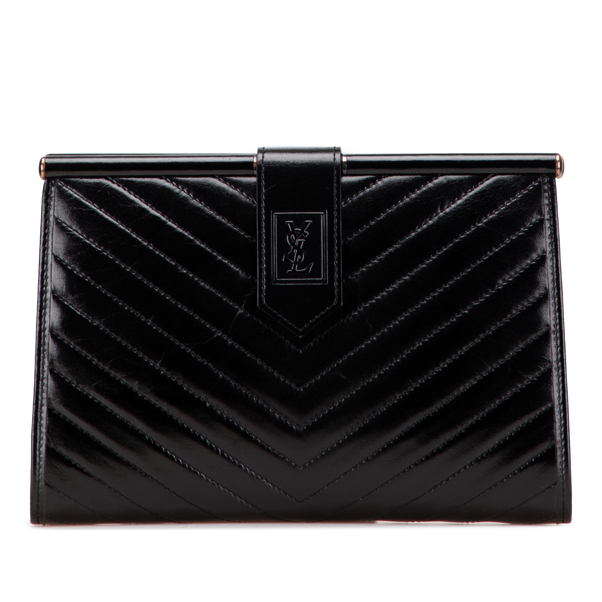 Leather Chevron Monogram Clutch