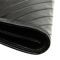 Leather Chevron Monogram Clutch
