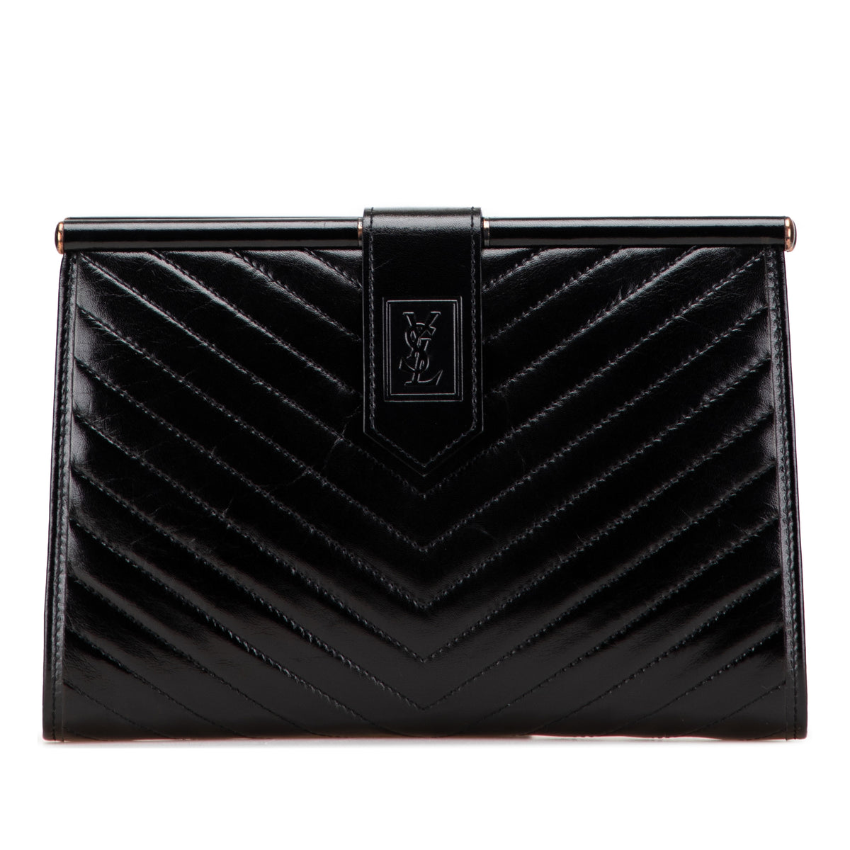 Leather Chevron Monogram Clutch
