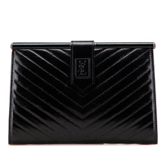 Leather Chevron Monogram Clutch