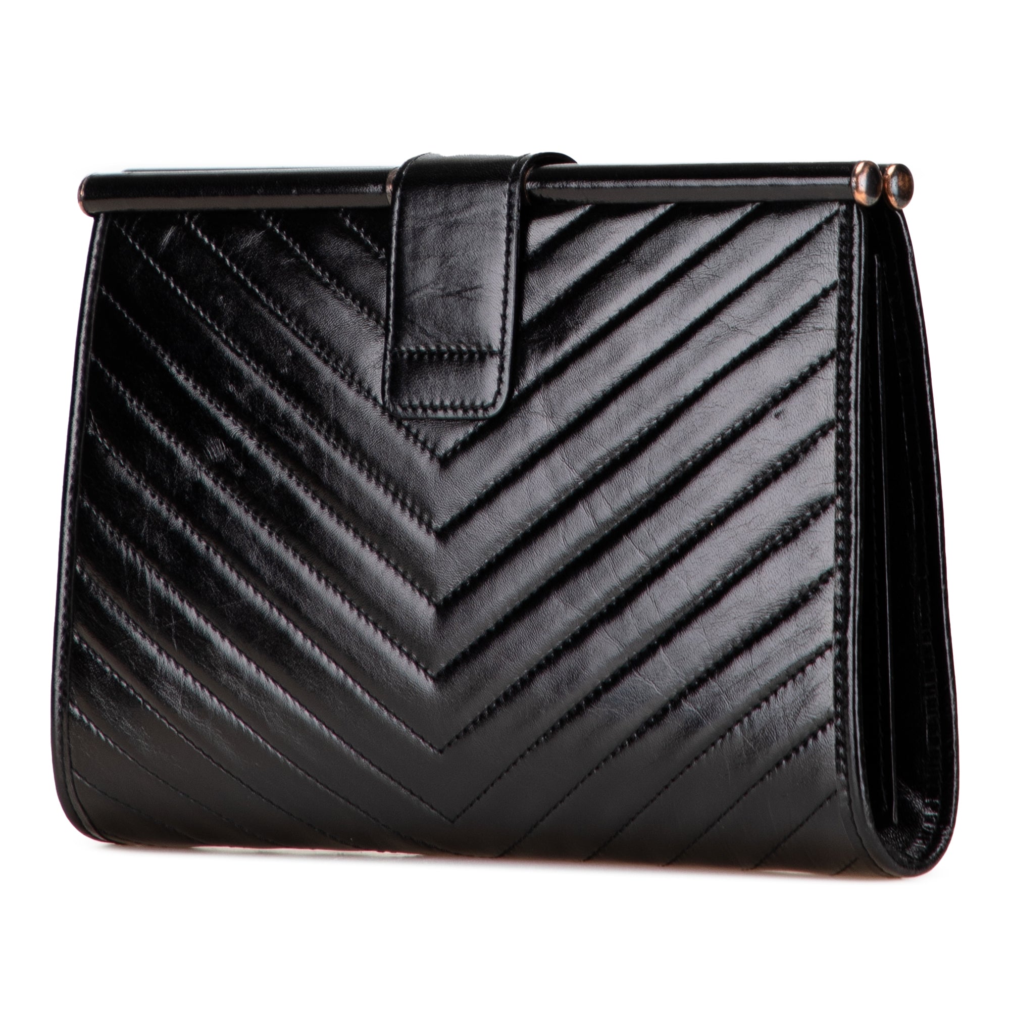 Leather Chevron Monogram Clutch