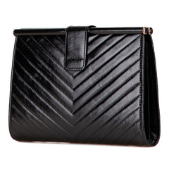 Leather Chevron Monogram Clutch