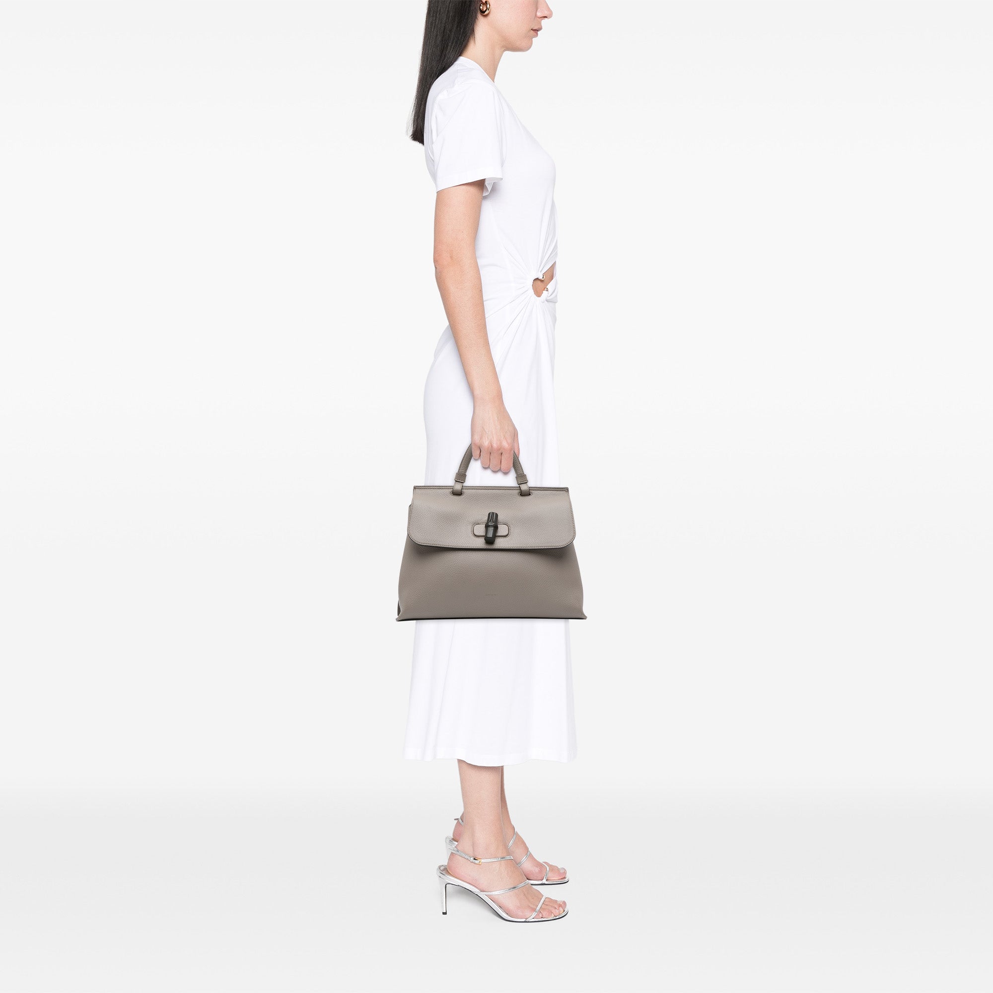 Medium Leather Bamboo Daily Satchel