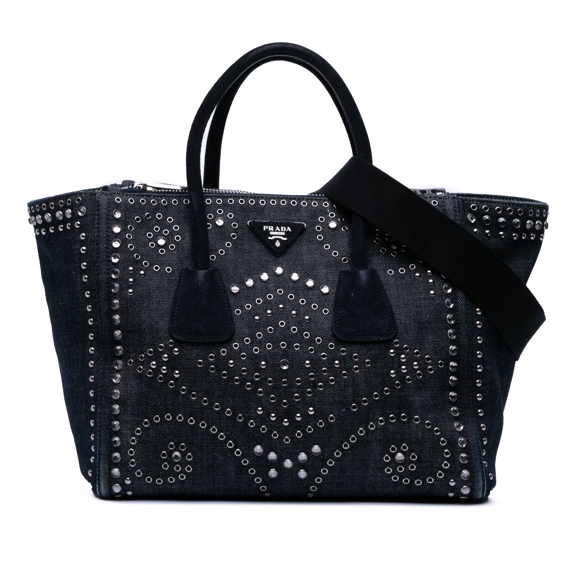 Denim Canapa Bijoux and Grommet Twin Pocket Tote