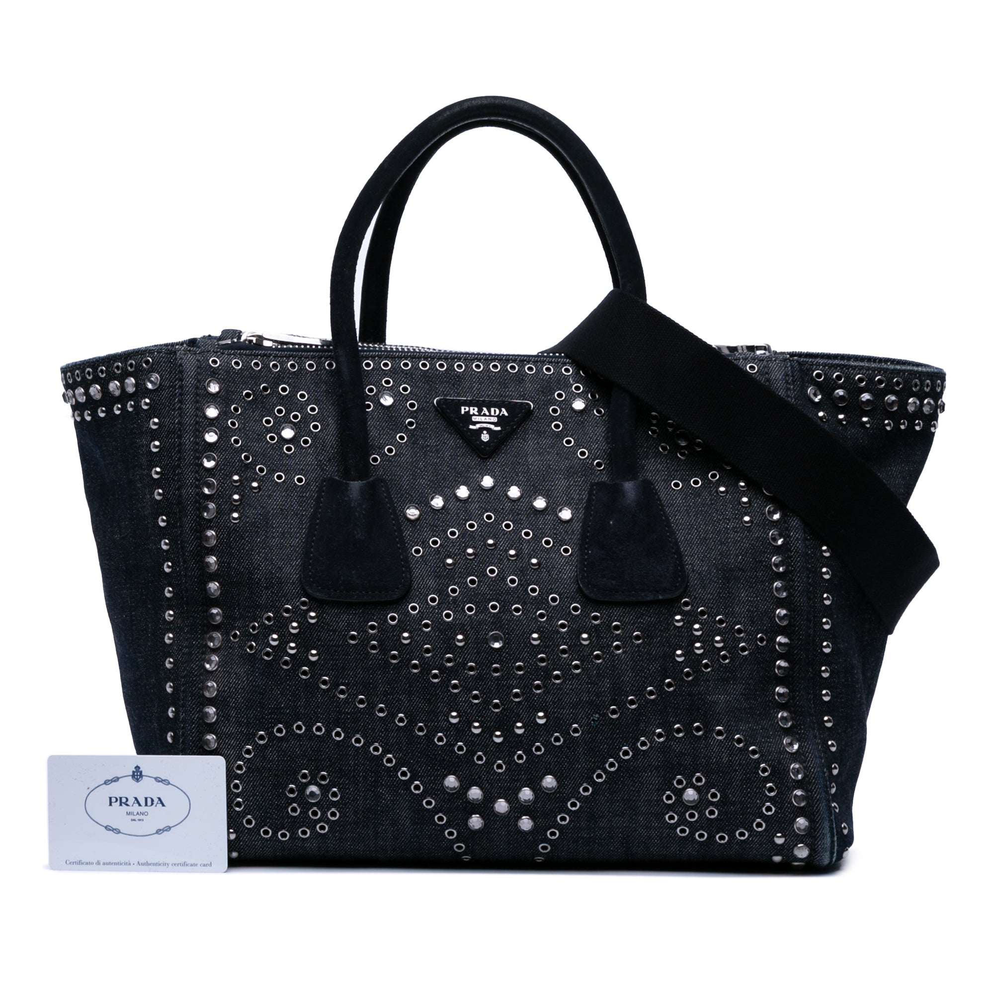 Denim Canapa Bijoux and Grommet Twin Pocket Tote
