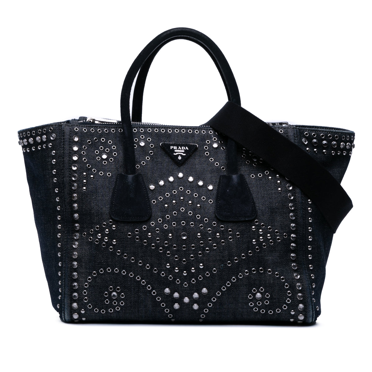 Denim Canapa Bijoux and Grommet Twin Pocket Tote