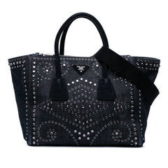 Denim Canapa Bijoux and Grommet Twin Pocket Tote