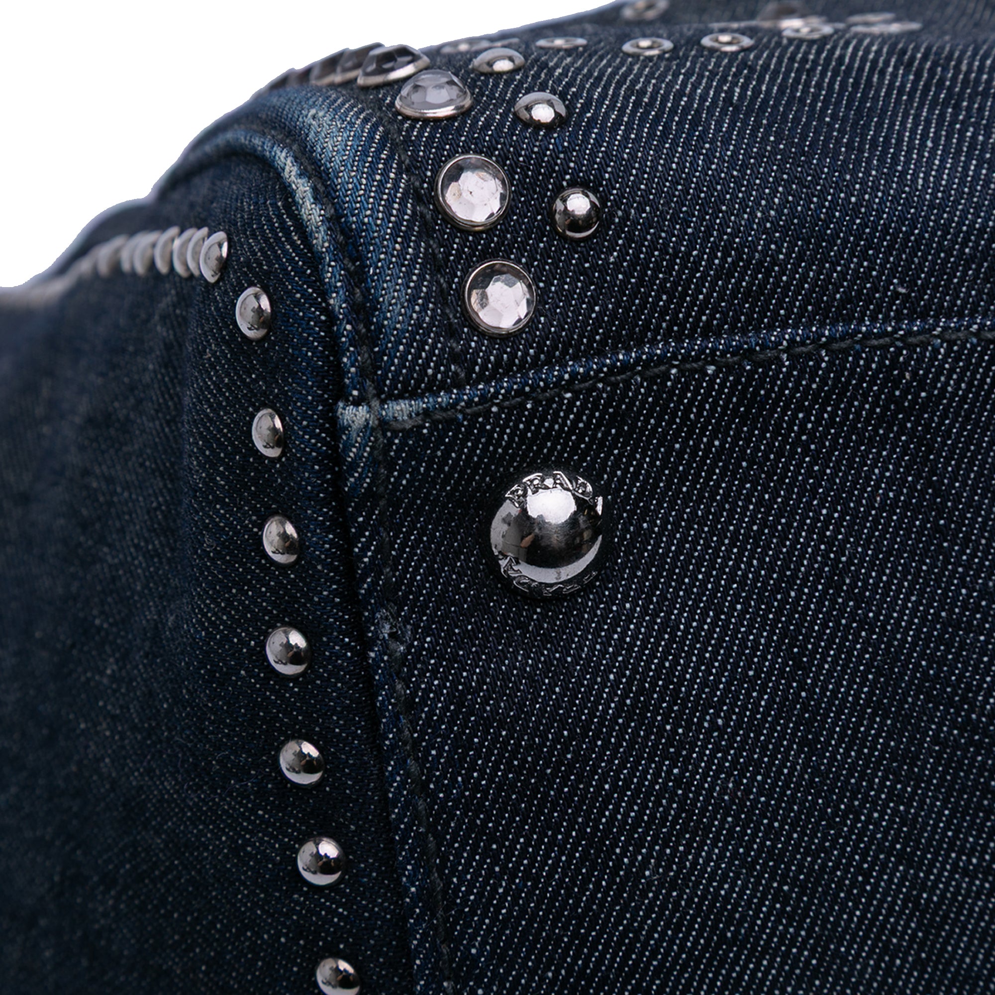 Denim Canapa Bijoux and Grommet Twin Pocket Tote