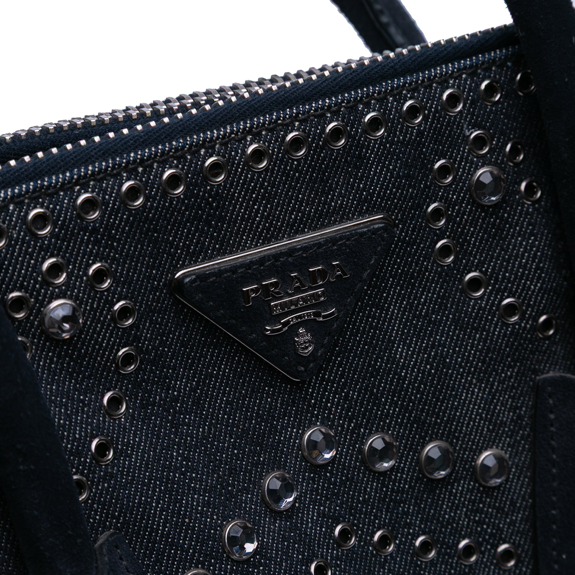 Denim Canapa Bijoux and Grommet Twin Pocket Tote