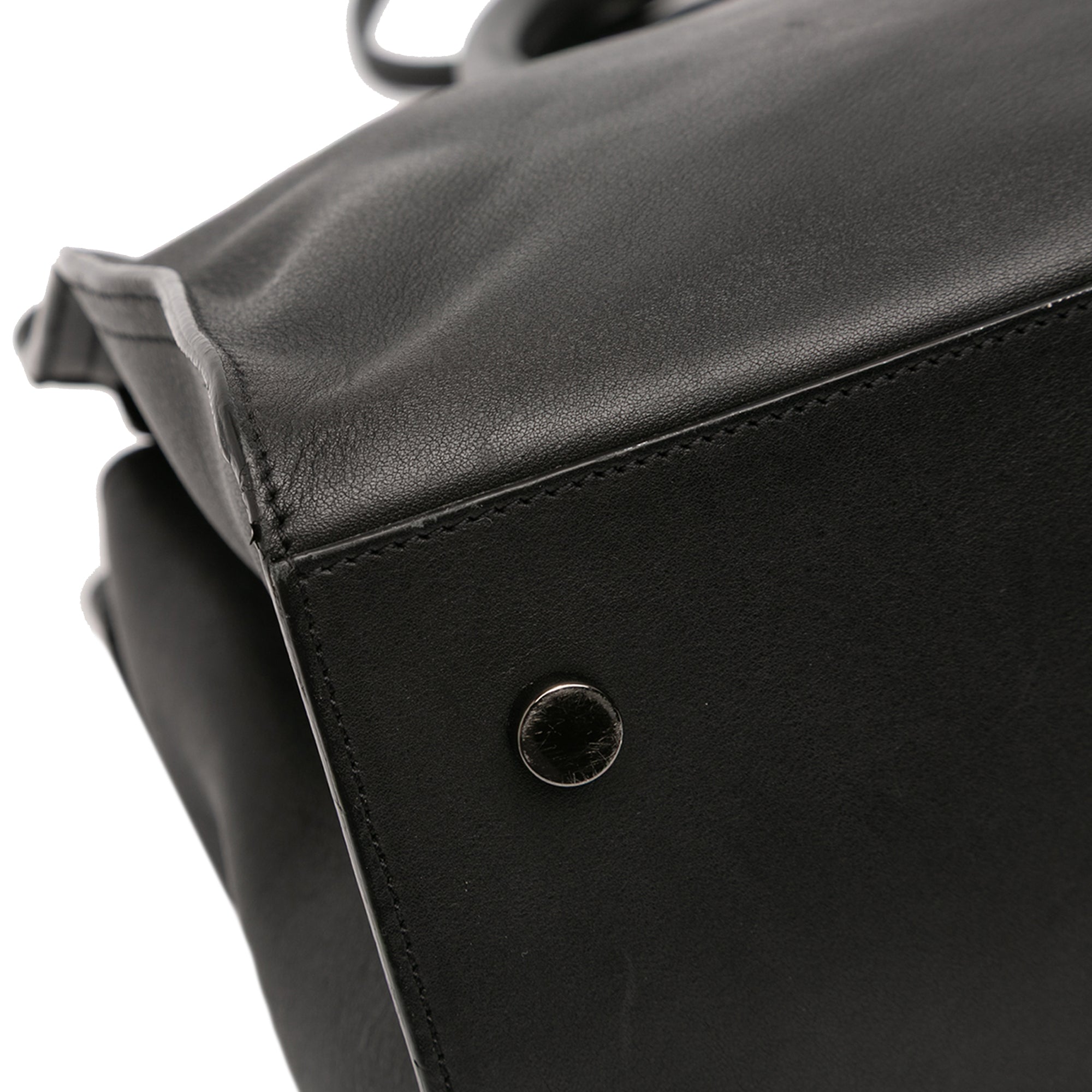 Small Leather Monogram Cabas Satchel