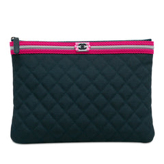 Quilted Nylon Fluo Boy O Case Clutch_0