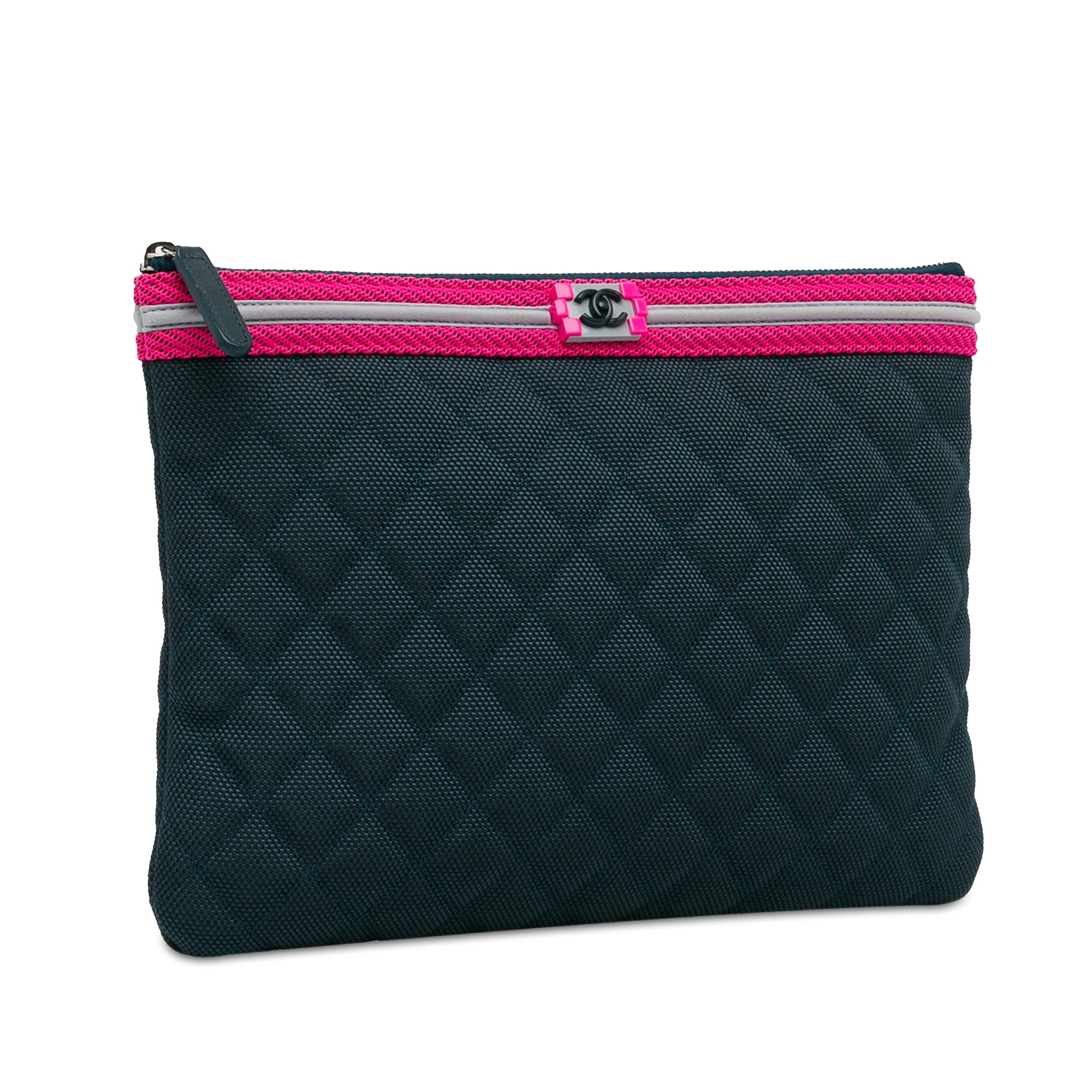 Quilted Nylon Fluo Boy O Case Clutch_1