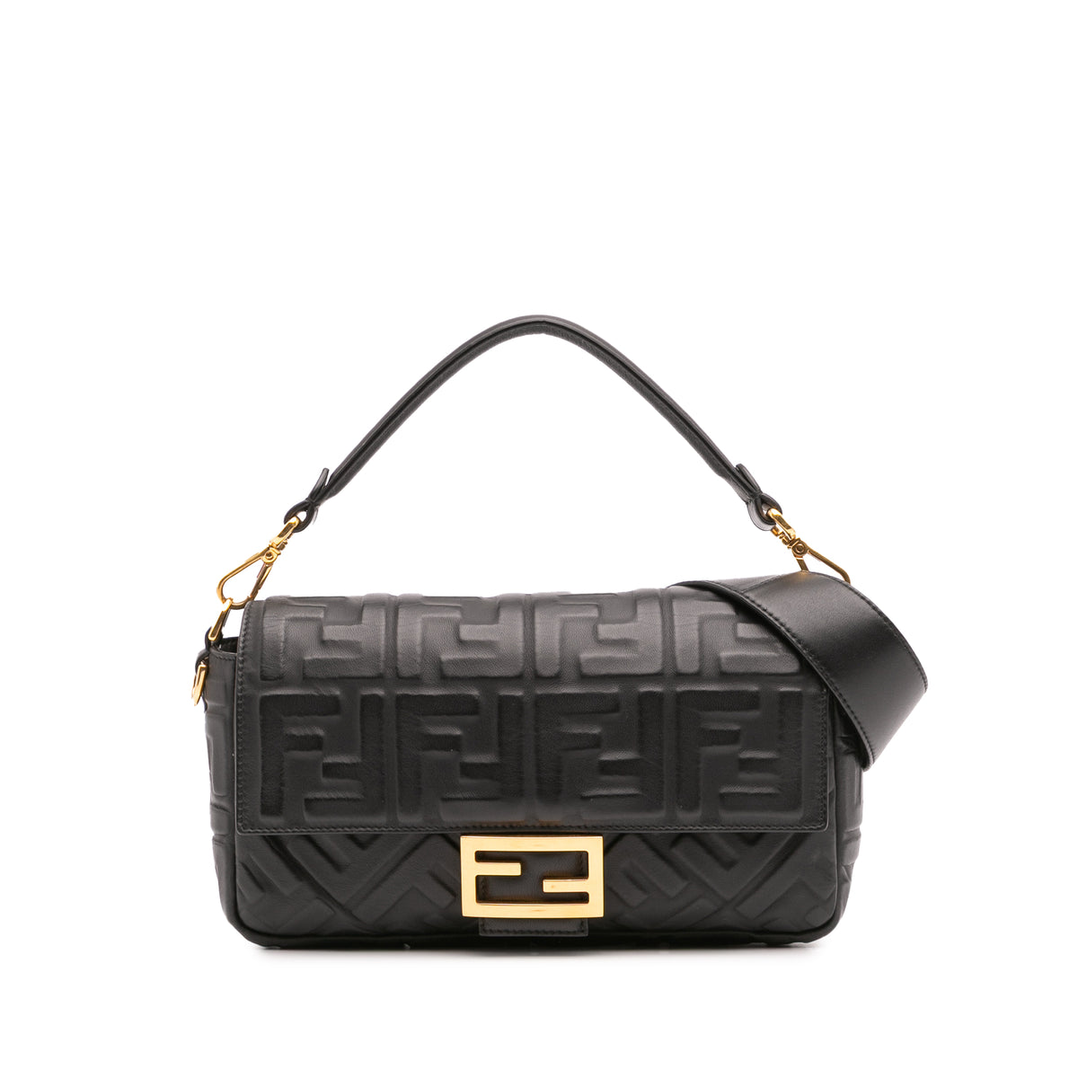 Zucca Embossed Leather Baguette Satchel