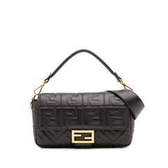 Zucca Embossed Leather Baguette Satchel