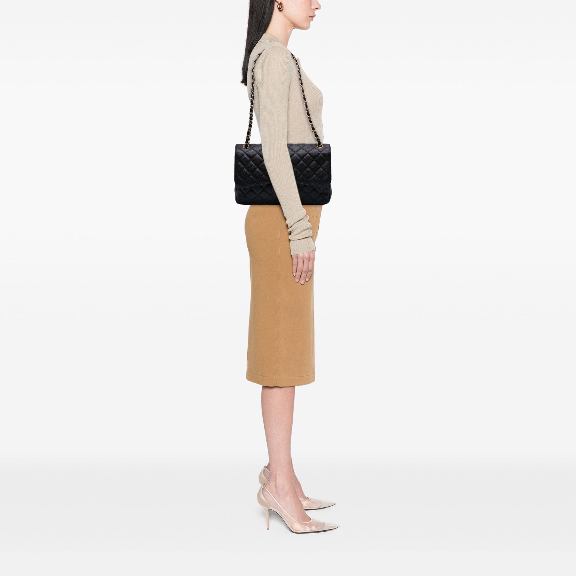 Jumbo Classic Caviar Double Flap