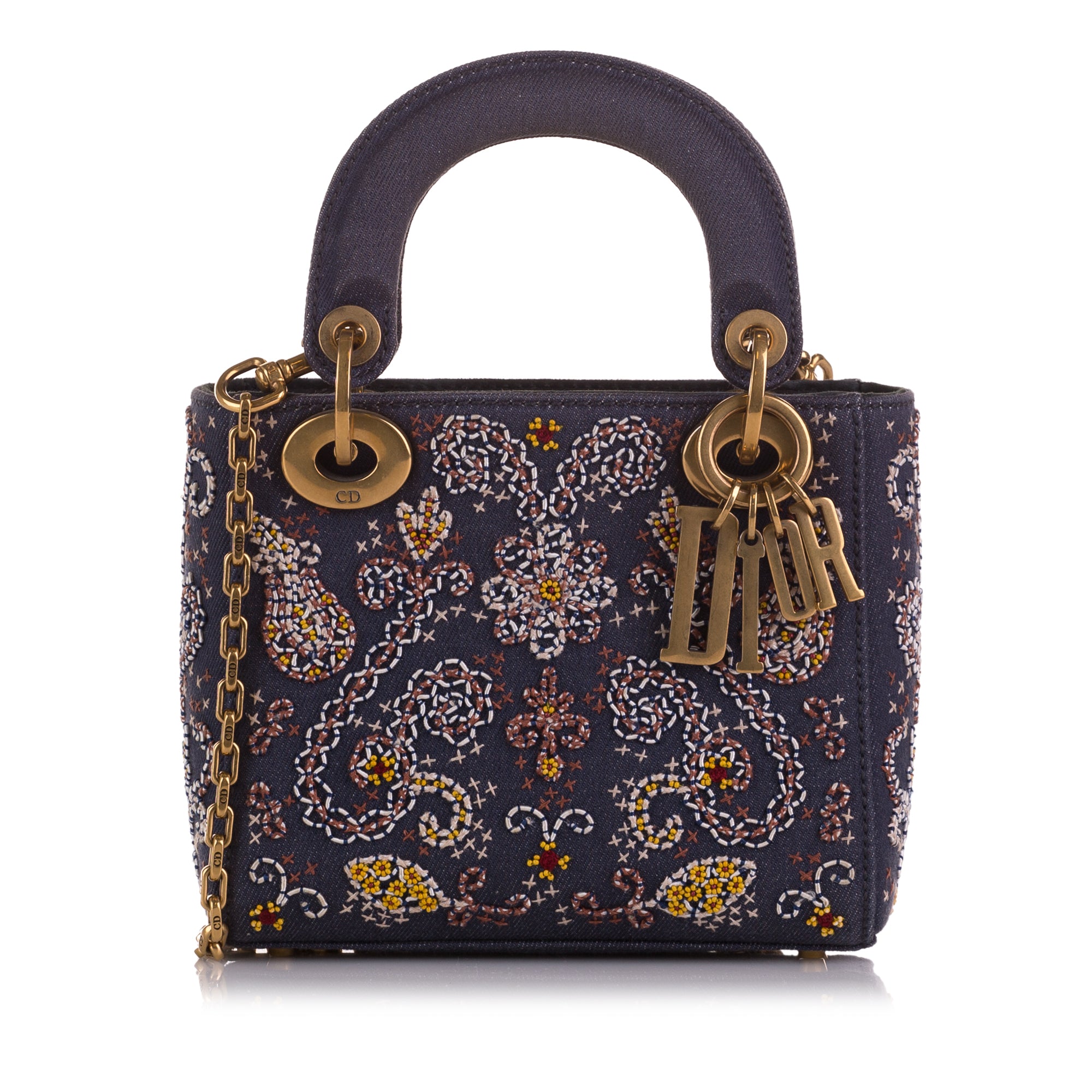 Mini Denim Embroidered Lady Dior