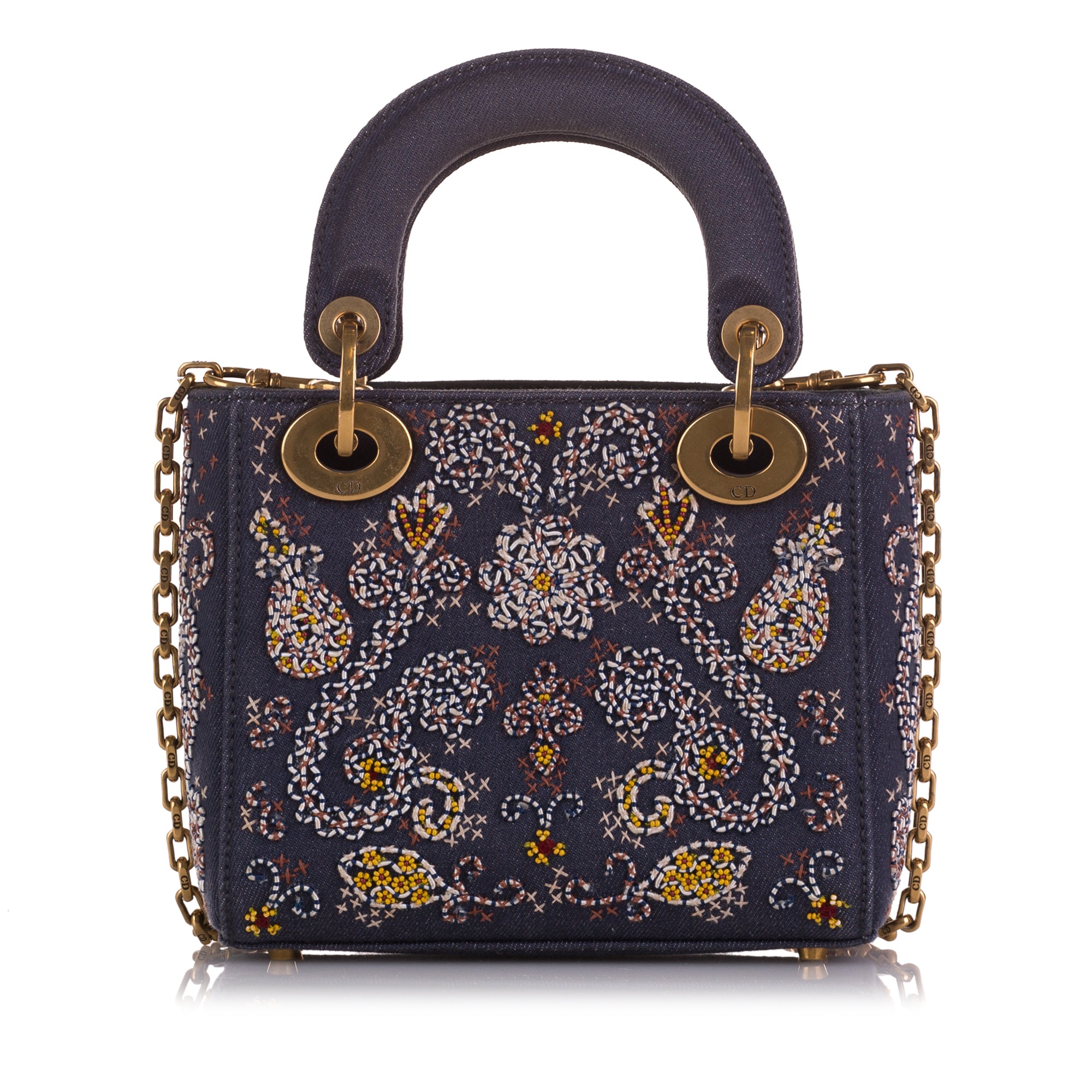 Mini Denim Embroidered Lady Dior