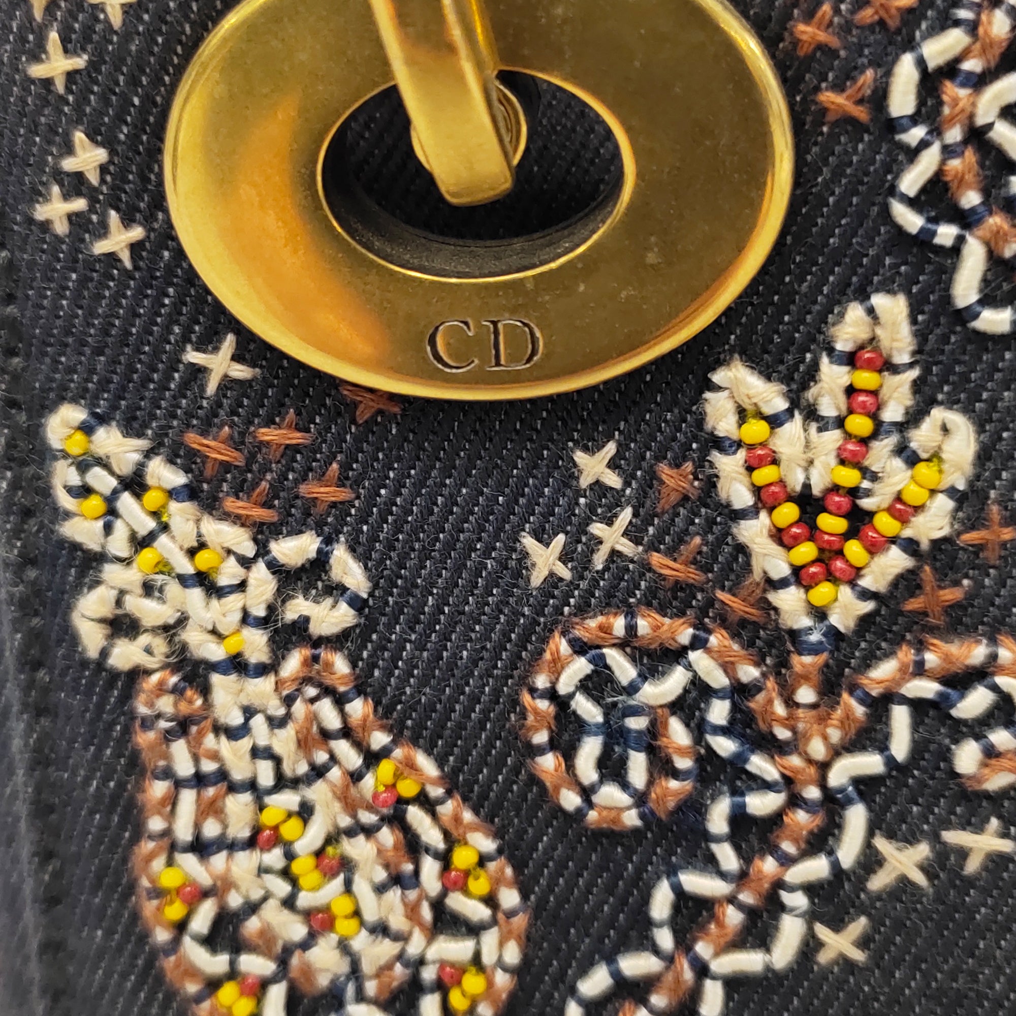 Mini Denim Embroidered Lady Dior