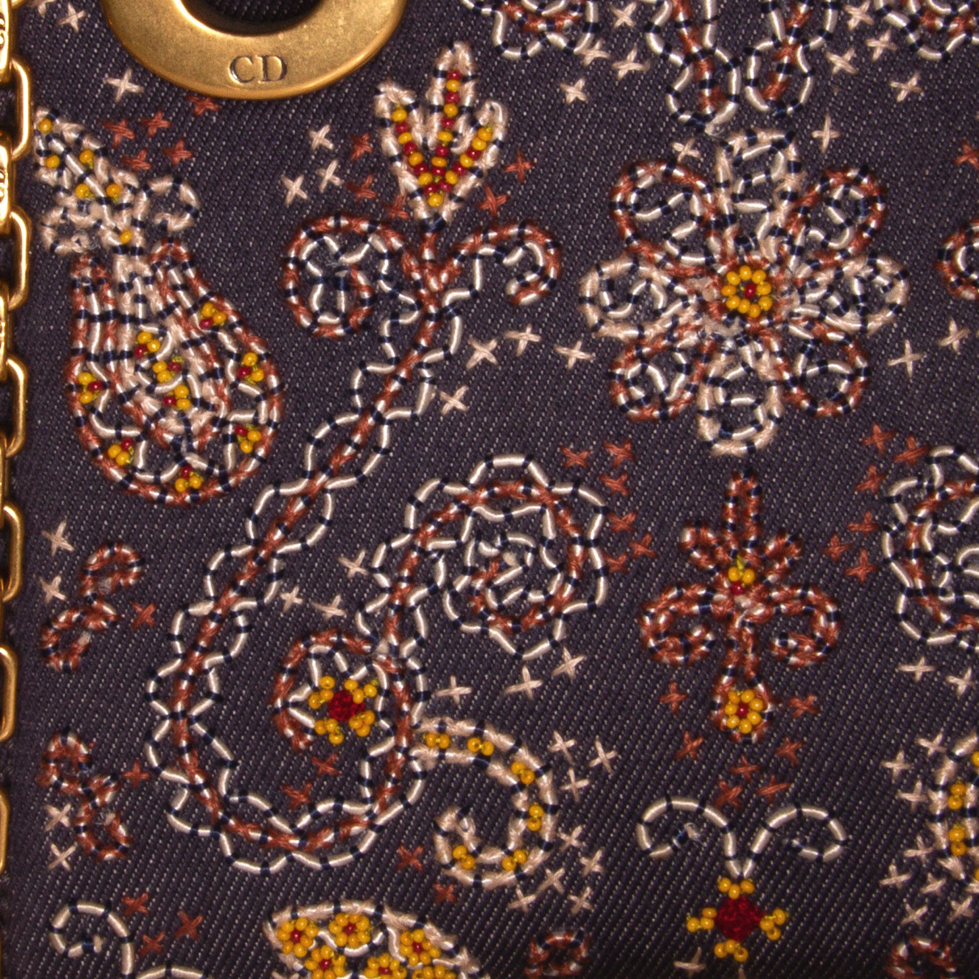 Mini Denim Embroidered Lady Dior