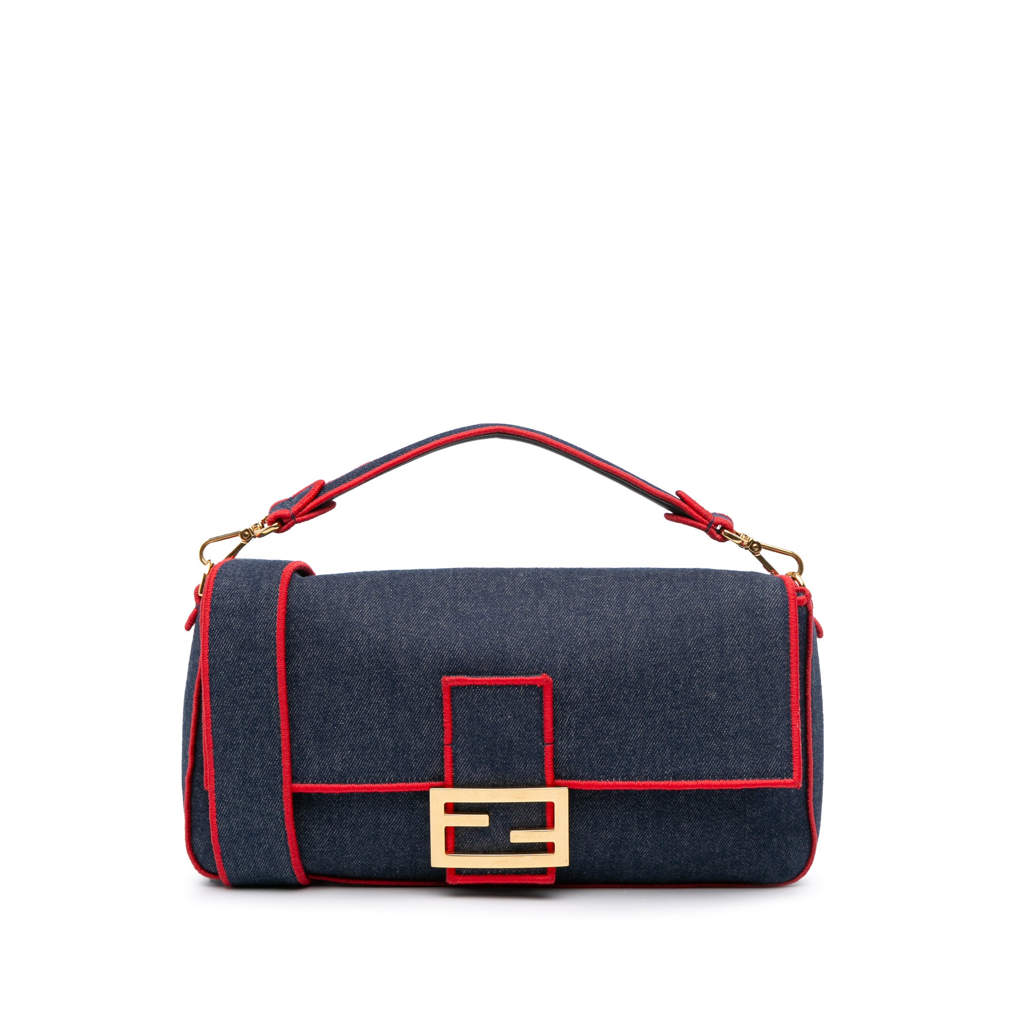 Large Denim Baguette Satchel