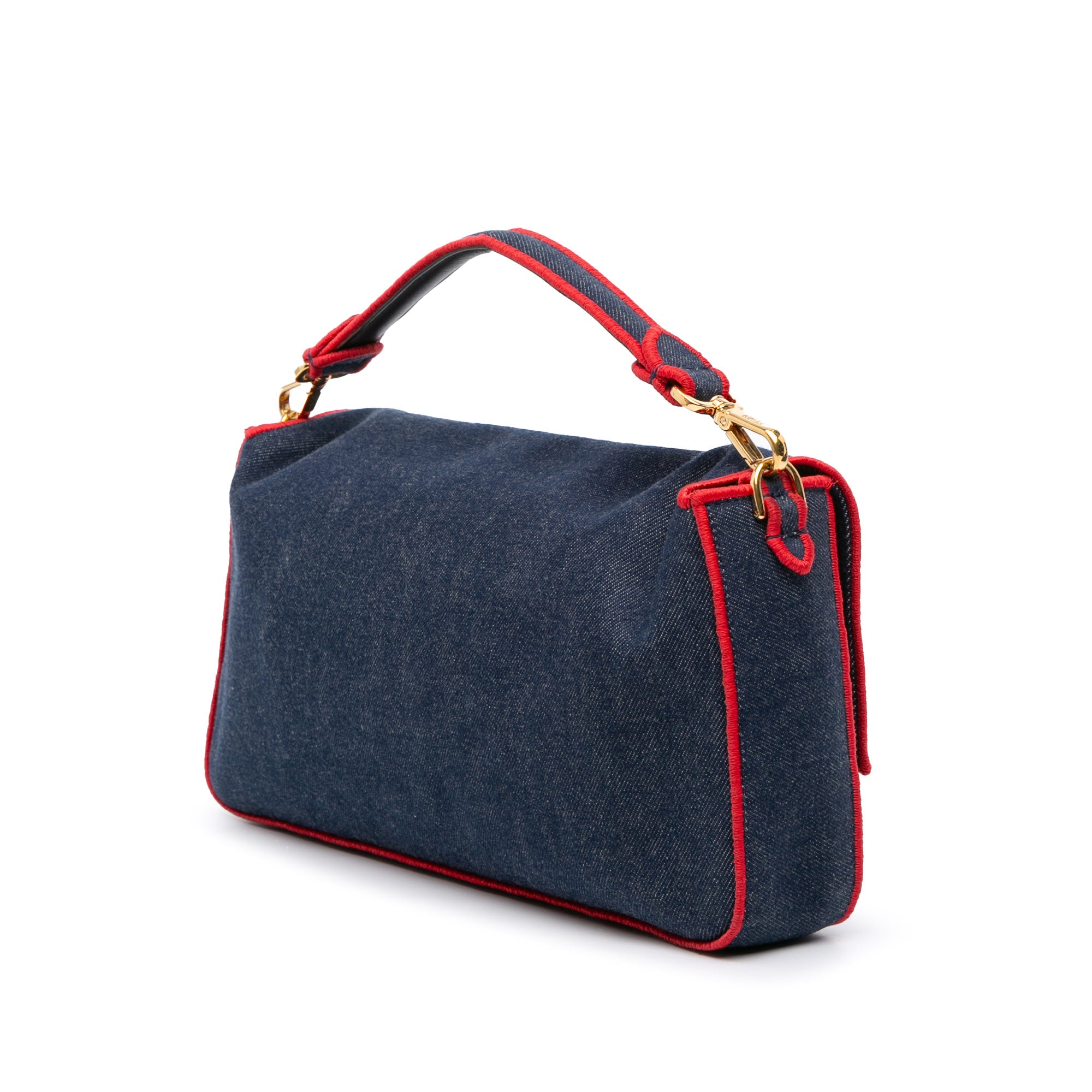 Large Denim Baguette Satchel
