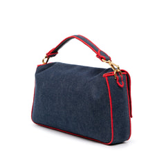 Large Denim Baguette Satchel