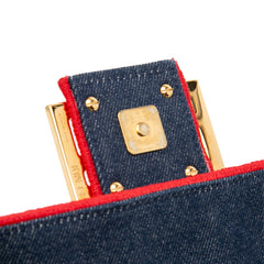 Large Denim Baguette Satchel