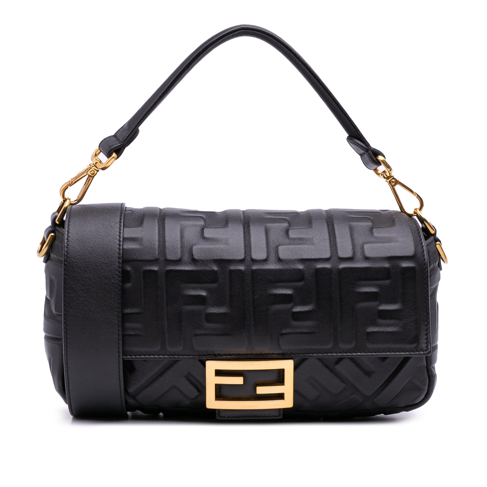 Zucca Embossed Leather Baguette Satchel