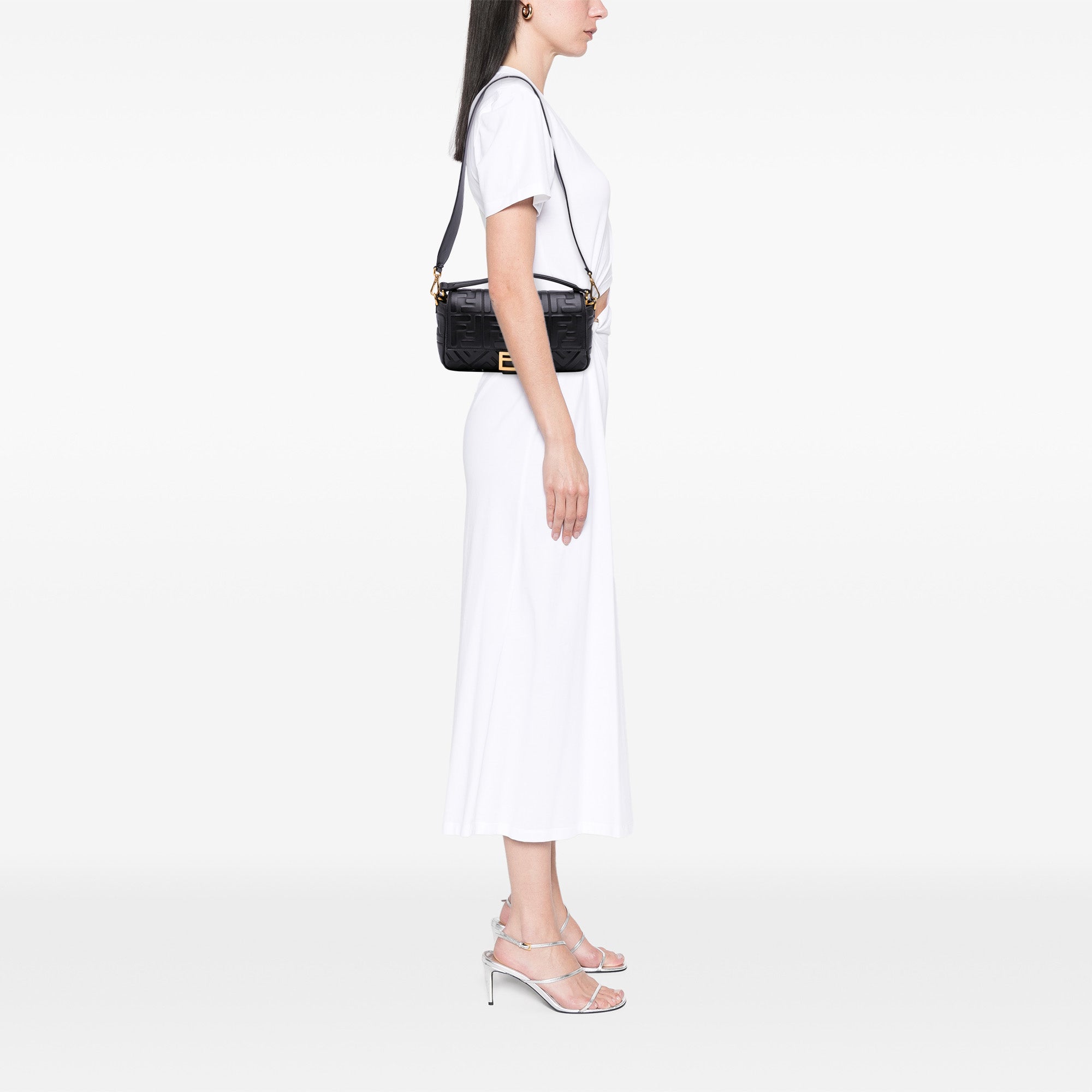 Zucca Embossed Leather Baguette Satchel