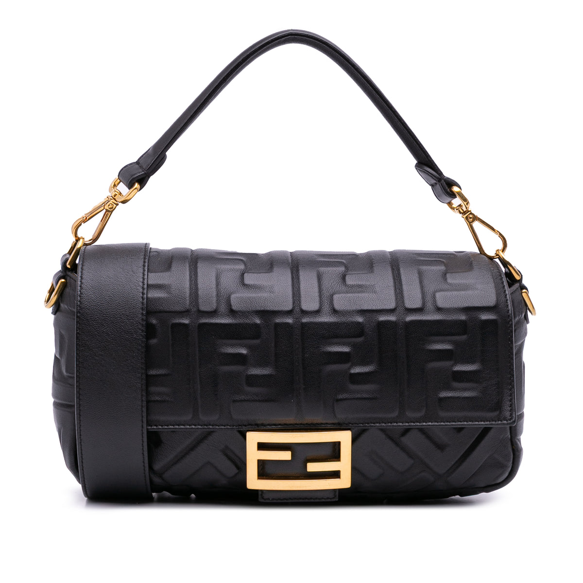 Zucca Embossed Leather Baguette Satchel