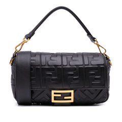 Zucca Embossed Leather Baguette Satchel