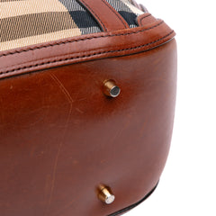 Small Leather Trimmed House Check Canvas Bridle Orchard Satchel