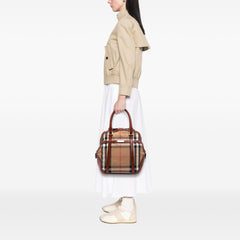 Small Leather Trimmed House Check Canvas Bridle Orchard Satchel