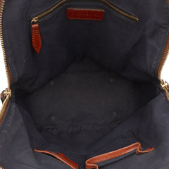 Small Leather Trimmed House Check Canvas Bridle Orchard Satchel