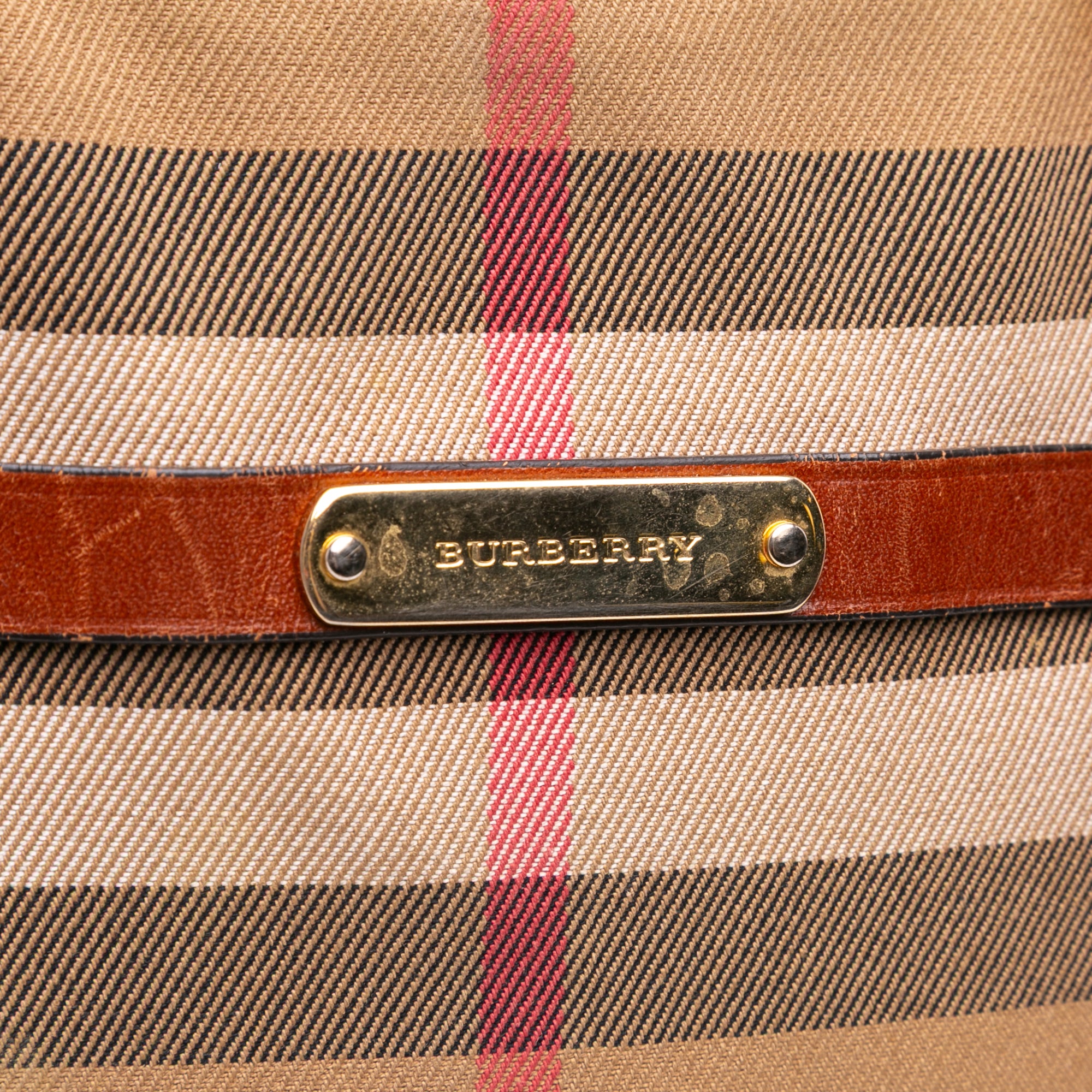 Small Leather Trimmed House Check Canvas Bridle Orchard Satchel