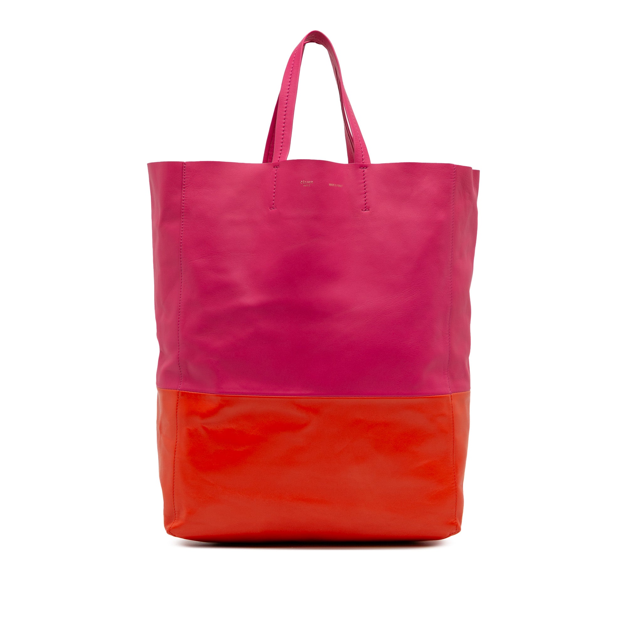 Bicolor Leather Vertical Cabas Tote