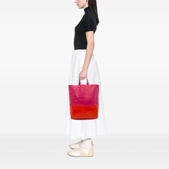 Bicolor Leather Vertical Cabas Tote