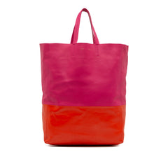 Bicolor Leather Vertical Cabas Tote