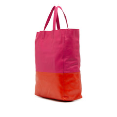 Bicolor Leather Vertical Cabas Tote