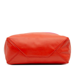 Bicolor Leather Vertical Cabas Tote