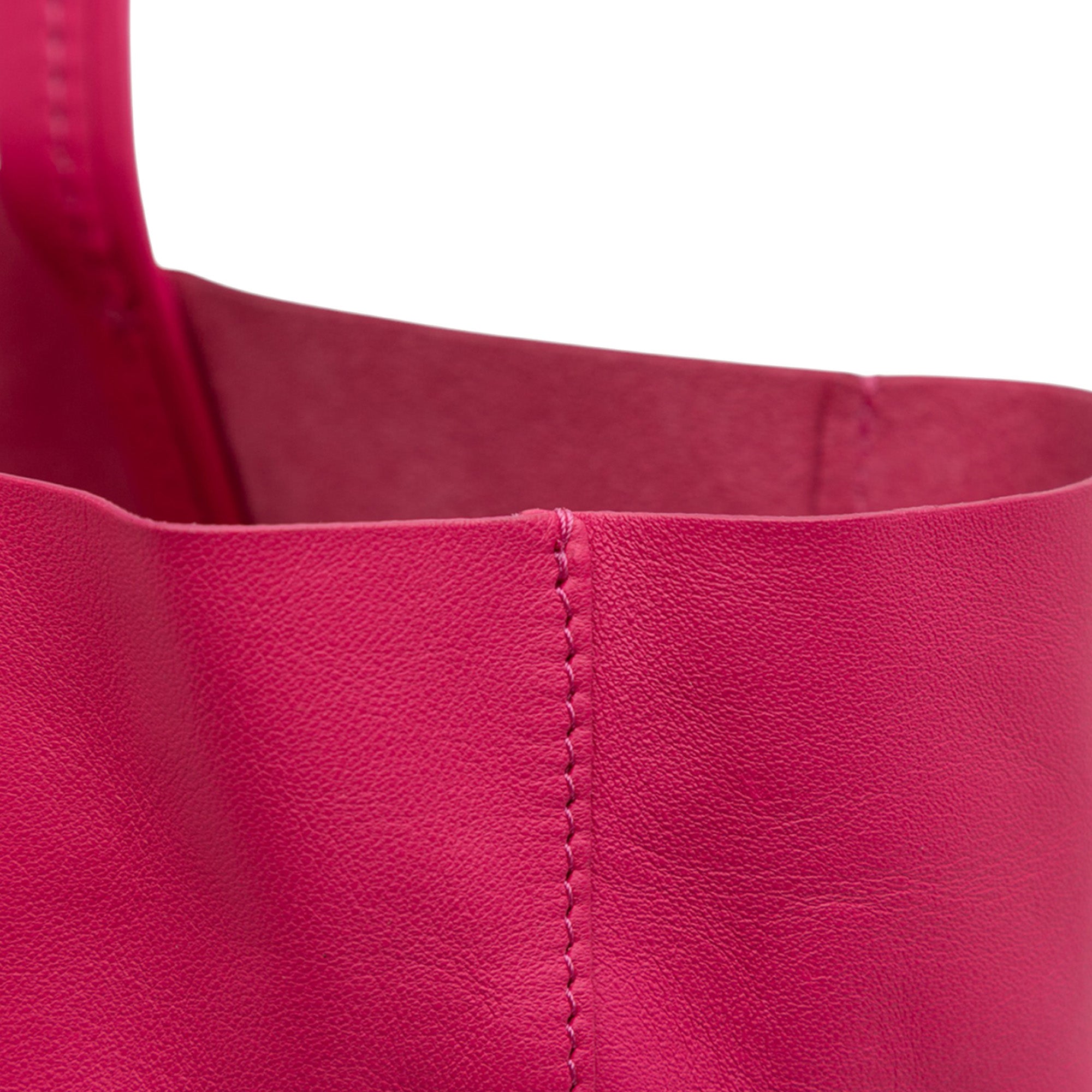 Bicolor Leather Vertical Cabas Tote