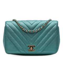 Small Chevron Caviar Statement Flap