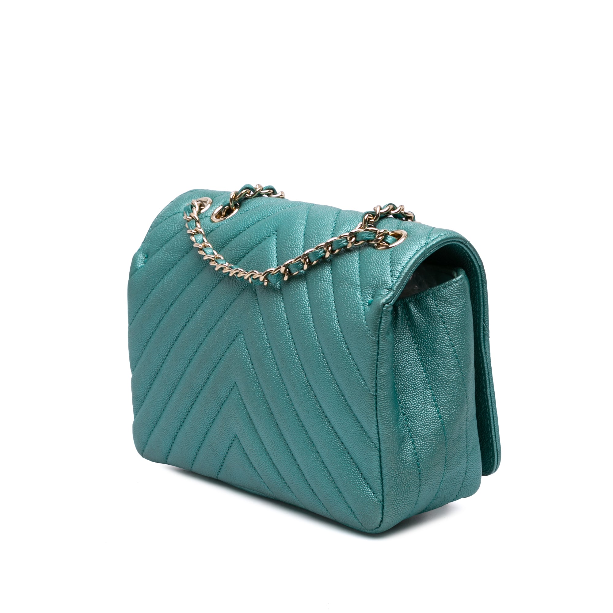 Small Chevron Caviar Statement Flap