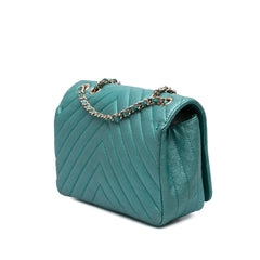 Small Chevron Caviar Statement Flap
