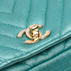 Small Chevron Caviar Statement Flap