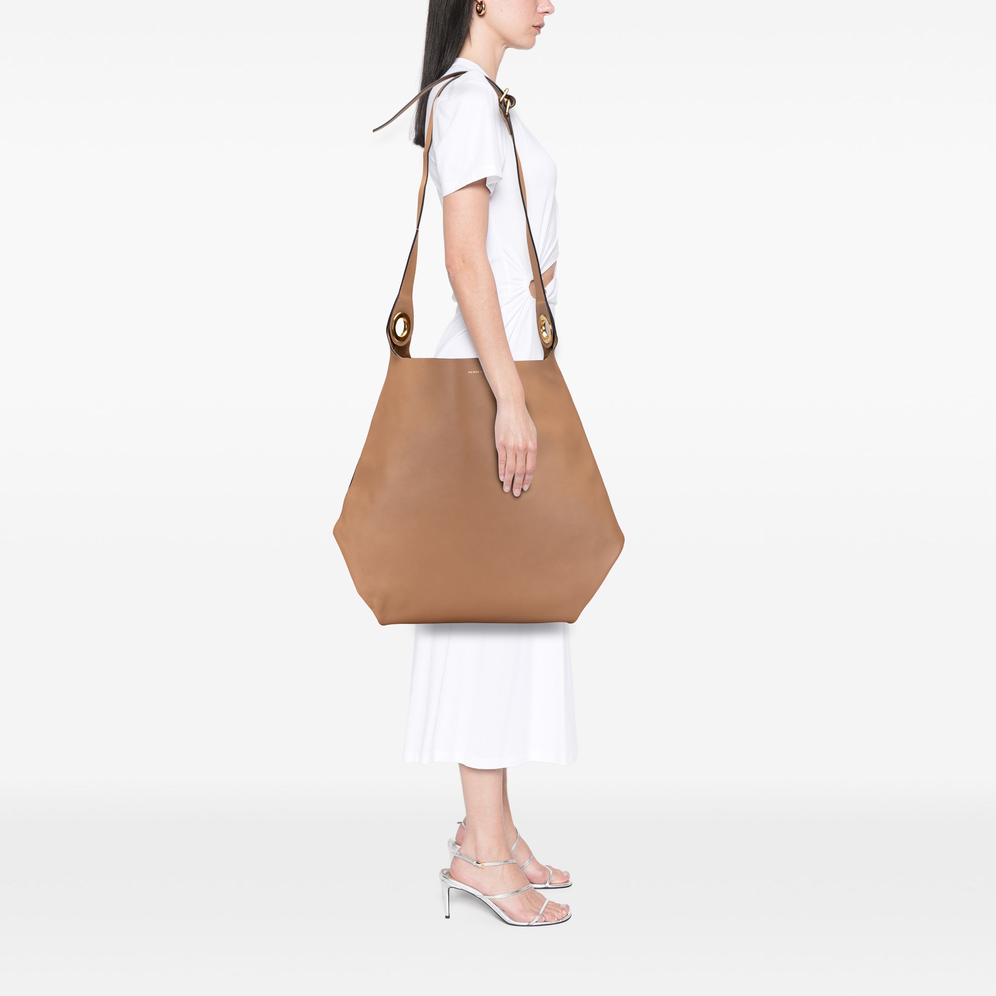 Bicolor Calfskin Grommet Hobo