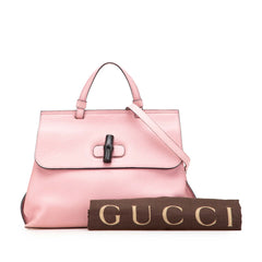 Medium Leather Bamboo Daily Satchel