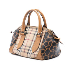 Small Haymarket Check Coated Canvas Animal Print Blaze Satchel